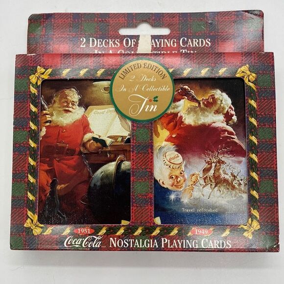 Vintage 2 Decks Coca-Cola Santa Claus Playing Cards NOS 1997 - Picture 1 of 5